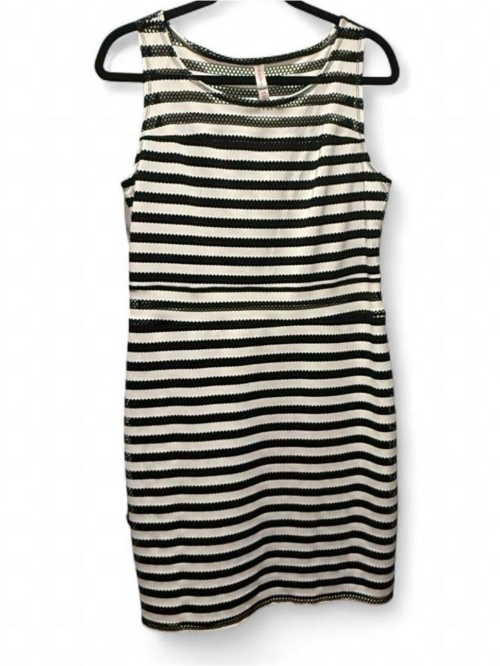 Xhilaration Black & White Striped Sleeveless Midi Dress